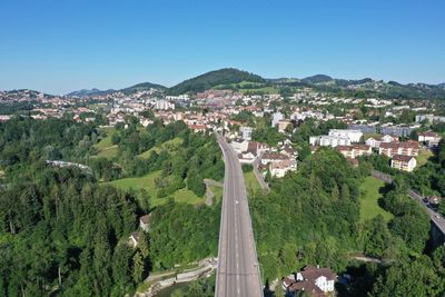 High angle view of townscape against sky