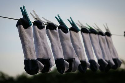 Close-up of clothes drying on clothesline