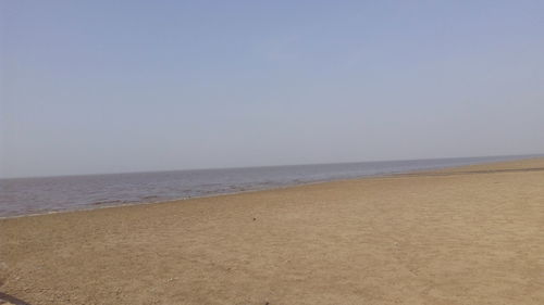 Scenic view of beach against clear sky