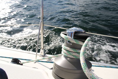 Close-up of ship in sea