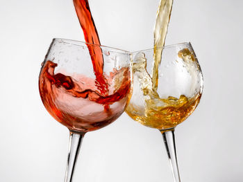 Close-up of wine glass against white background