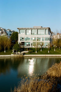 Buildings against clear sky