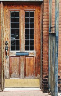 Closed door of old building