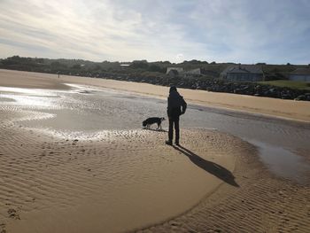 Man with dog on beach