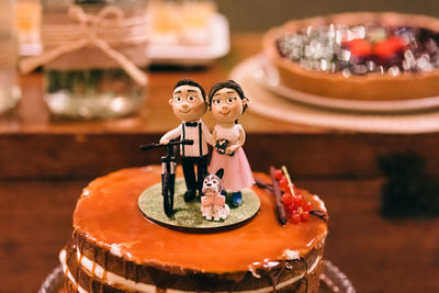 Close-up of figurine on table