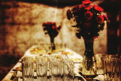 Close-up of flowers on table