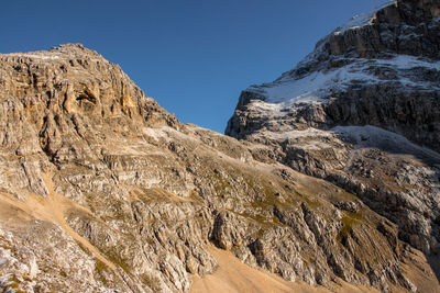 Scenic view of rocky mountains against clear sky