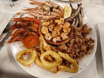 High angle view of meal served in plate