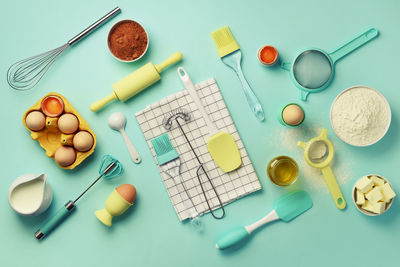 Directly above shot of various objects on table