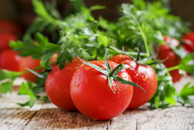 Close-up of tomatoes on table