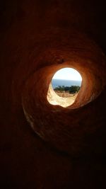 Close-up of hole in tunnel