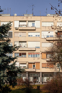 Low angle view of residential building against sky