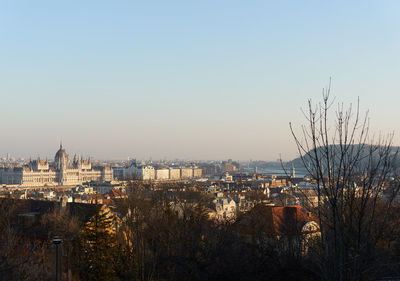 High angle view of buildings in city