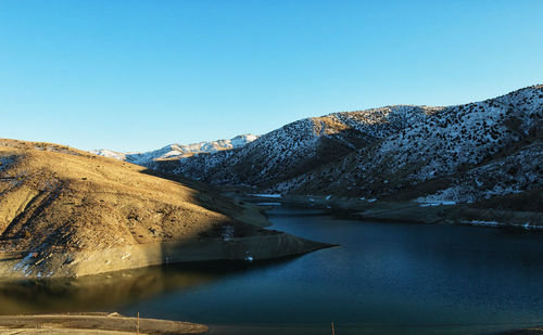 Scenic view of mountains against clear sky