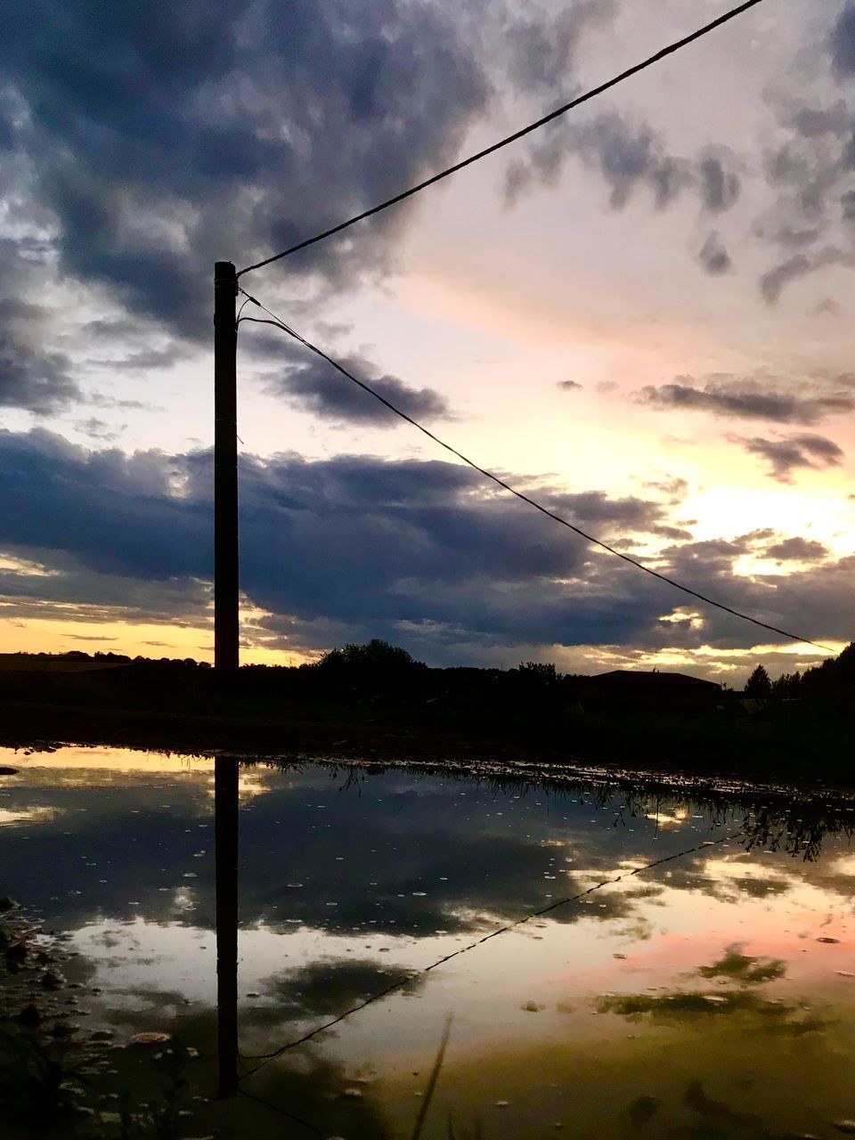 SCENIC VIEW OF LAKE AGAINST ORANGE SKY