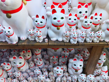 High angle view of decorations for sale in market