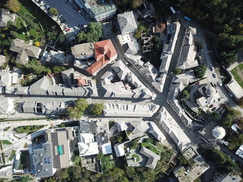 High angle view of buildings in city