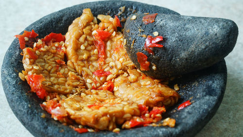 Close-up of meat served in plate