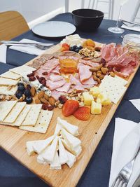 High angle view of breakfast on table