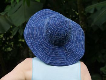 Rear view of woman wearing hat