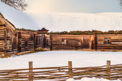 Historical style old village houses in winter time.