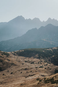 Scenic view of desert against clear sky