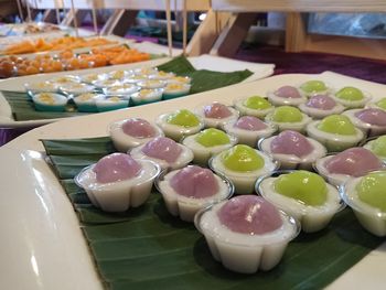 High angle view of food in plate on table