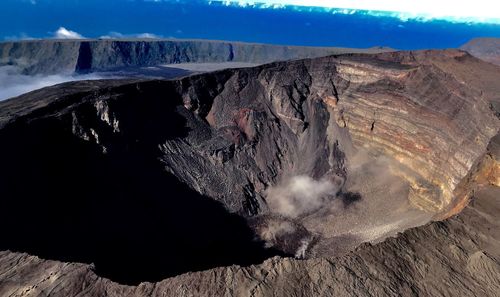 High angle view of volcanic crater