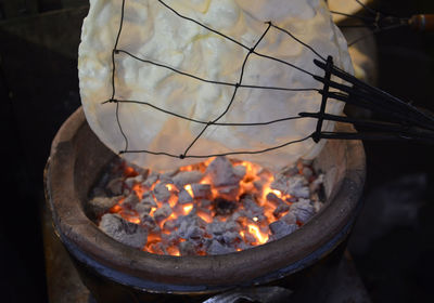 Close-up of burning coal