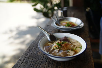 Close-up of food in bowl on table