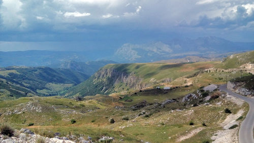 Scenic view of mountains against sky