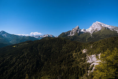 View from grünstein to watzmann on a sunny summer day