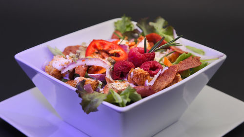 Close-up of meal served in plate