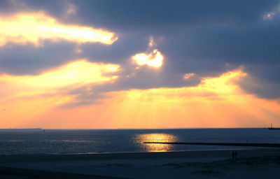 Scenic view of sea against sky at sunset