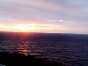 Scenic view of sea against dramatic sky