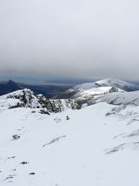 Scenic view of snow covered landscape against sky