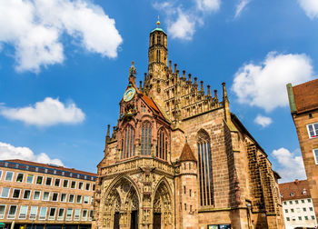 Low angle view of temple building against sky