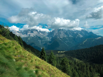 Scenic view of mountains against sky