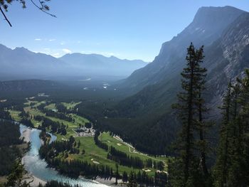 Panoramic view of landscape and mountains against sky