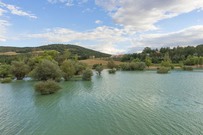 Scenic view of lake against sky