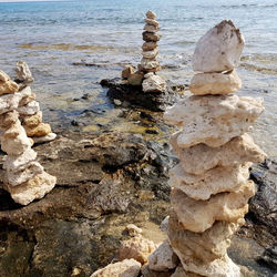 Stack of rocks on shore