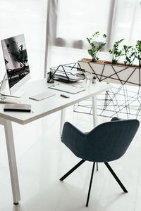 Empty chairs and table at home