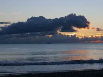 Scenic view of sea against sky during sunset