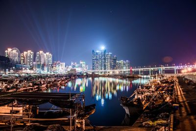 Illuminated cityscape at night