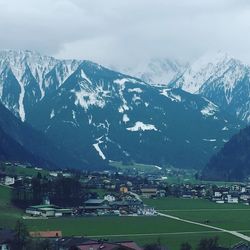 Scenic view of mountains against sky
