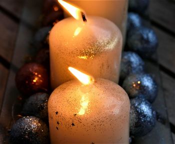 Close-up of lit candles