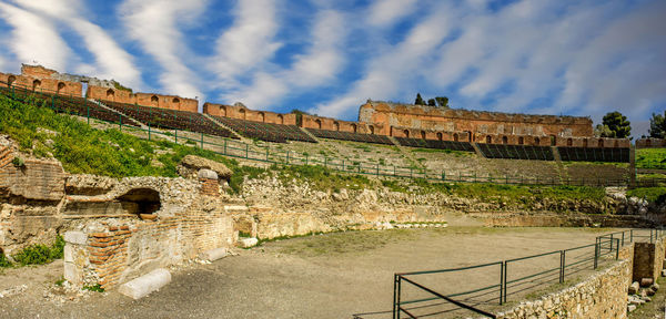 Old ruin building against cloudy sky