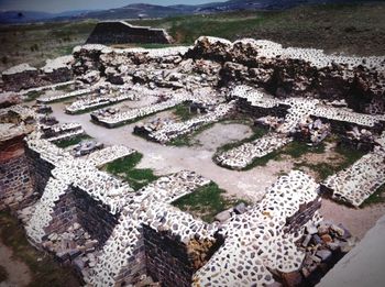 High angle view of historic building