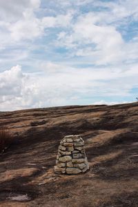 Stack of rocks on landscape