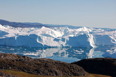 Scenic view of sea against clear sky